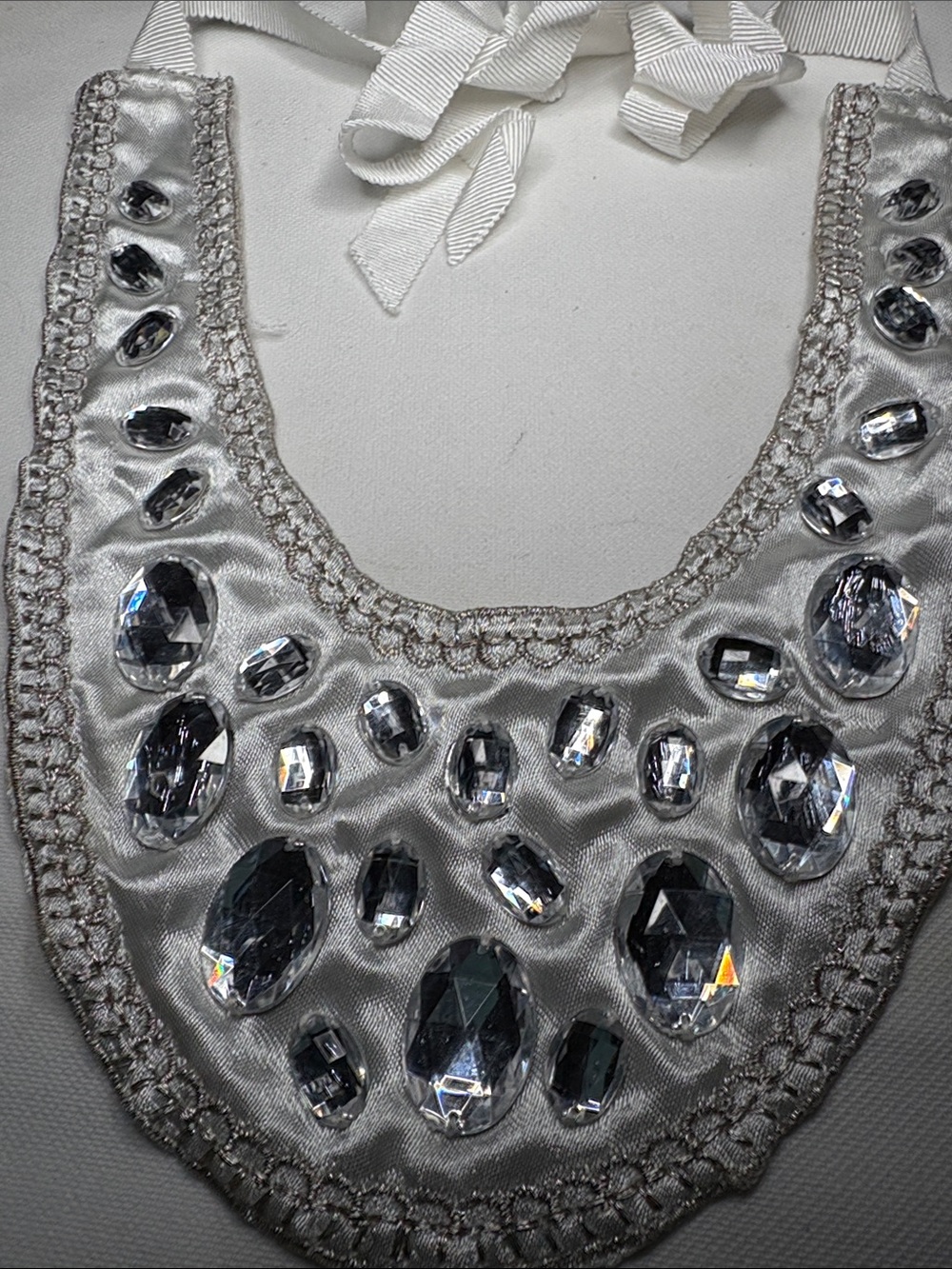Silver Crystal Embellished Bib Necklace - Women's Jewelry. Weddings & costums